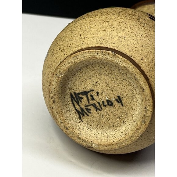 Tonala Signed Art Pottery Flower Vase 6" Hand Painted Brown Floral Vase - Picture 9 of 9